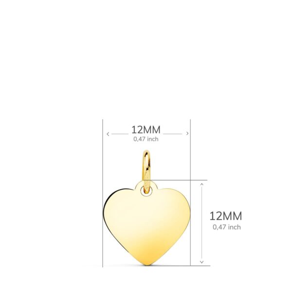 18K PLACA CHAPA CORAZON ORO AMARILLO LISO EN BRILLO 12X12 MM - Imagen 2