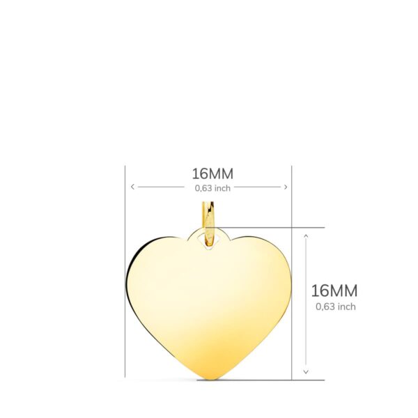 18K PLACA CHAPA ORO AMARILLO CORAZON LISO EN BRILLO 16X16 MM - Imagen 2