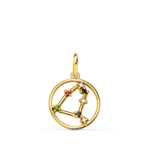 18K HOROSCOPO ORO AMARILLO CAPRICORNIO CONSTELACIONES CIRCONITA 12 MM