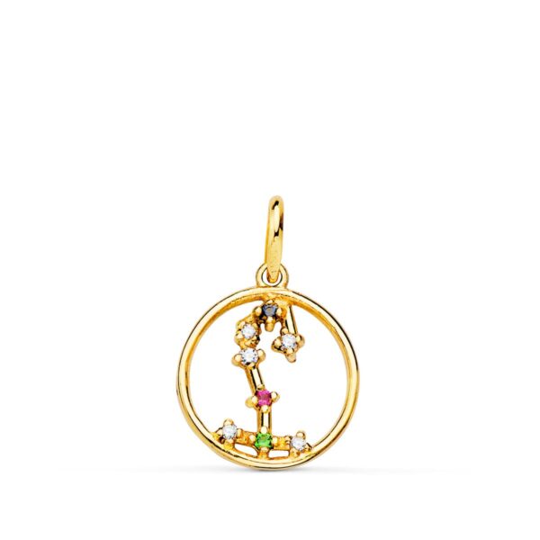 18K HOROSCOPO ORO AMARILLO ESCORPIO CONSTELACIONES CIRCONITA 12 MM