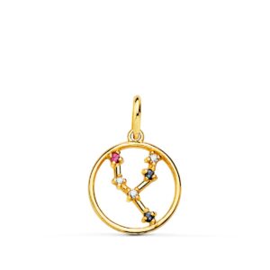 18K HOROSCOPO ORO AMARILLO TAURO CONSTELACIONES CIRCONITA COLOR 12 MM