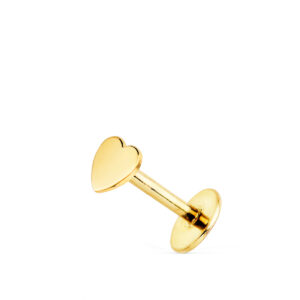 18K PIERCING DE OREJA ORO AMARILLO CON CORAZON 5 X 3 MM. CIERRE TUERCA