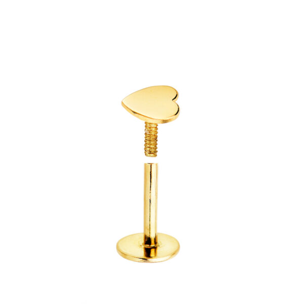 18K PIERCING DE OREJA ORO AMARILLO CON CORAZON 5 X 3 MM. CIERRE TUERCA - Imagen 2