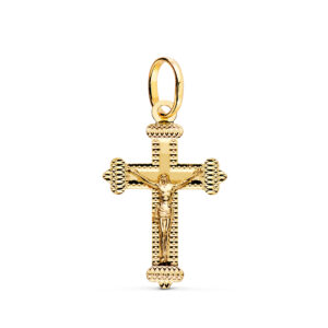 18K CRUZ ORO AMARILLO CON CRISTO TALLADA 27 X 18 MM