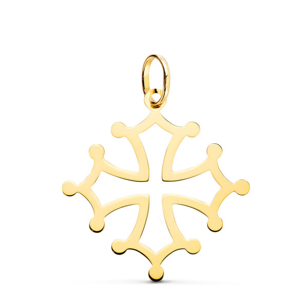 18K CRUZ DE OCCITANIA ORO AMARILLO EN BRILLO. 26 X 24 MM