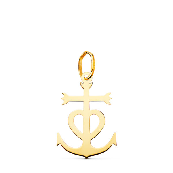 18K CRUZ DE LA CAMARGA ORO AMARILLO EN BRILLO. 17 X 12 MM