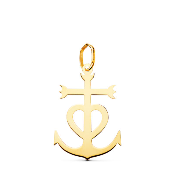 18K CRUZ DE LA CAMARGA ORO AMARILLO EN BRILLO. 22 X 15 MM