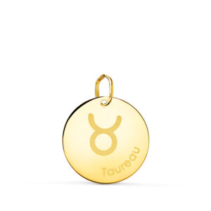 18K HOROSCOPO ORO AMARILLO TAURO EN FRANCES BRILLO 16 MM