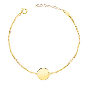 18K PULSERA ORO AMARILLO DISCO EN BRILLO REDONDO 12 MM. LARGO: 18 3 CM
