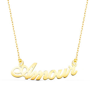 18K GARGANTILLA ORO AMARILLO LETRA AMOUR ANCHO: 30MM CADENA 42,5 2,5 CM