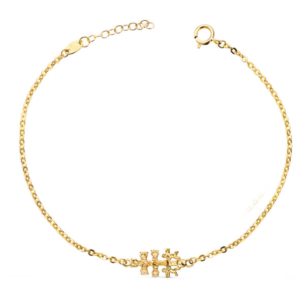 18K PULSERA ORO AMARILLO CON CRUZ CARAVACA 19X9 MM. LARGO: 18 3 CM