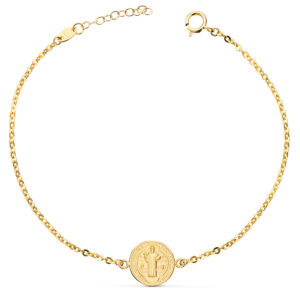18K PULSERA ORO AMARILLO CON MEDALLA ORO AMARILLO SAN BENITO 12 MM. LARGO: 18+2 CM