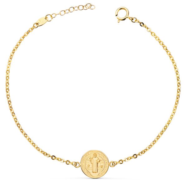 18K PULSERA ORO AMARILLO CON MEDALLA ORO AMARILLO SAN BENITO 12 MM. LARGO: 18+2 CM