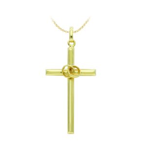 18K CRUZ ORO AMARILLO HUECA ALIANZAS. 27X14 MM