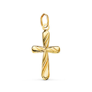 18K CRUZ ORO AMARILLO LISA EN BRILLO HUECA 20 X 12 MM