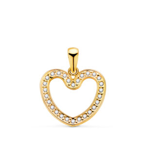 18K COLGANTE ORO AMARILLO CORAZON CERCO CON CIRCONITA 16X14,5 MM