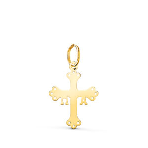18K COLGANTE ORO AMARILLO CRUZ DE COVADONGA SILUETA EN BRILLO. 18 X 13 MM