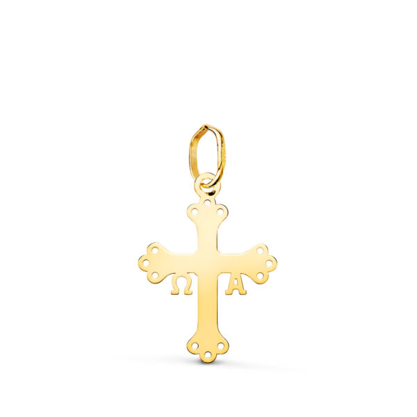 18K COLGANTE ORO AMARILLO CRUZ DE COVADONGA SILUETA EN BRILLO. 18 X 13 MM
