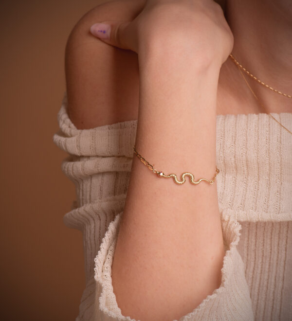 18K PULSERA ORO AMARILLO SERPIENTE OJOS RUBI 40 MM. CADENA HUECA. LARGO: 19CM - Imagen 2