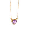 18K GARGANTILLA ORO AMARILLO CORAZON AMATISTA 7MM CIRCONITAS CADENA 40-2CM - Imagen 2