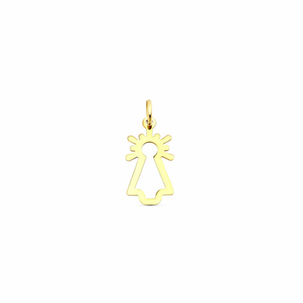 18K COLGANTE ORO AMARILLO VIRGEN DEL PILAR SILUETA BRILLO. MEDIDA: 20X10 MM
