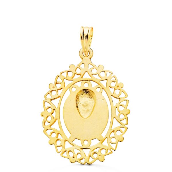 18K MEDALLA ORO AMARILLO VIRGEN DE LA MACARENA CERCO FILIGRANA 28X21 MM - Imagen 2