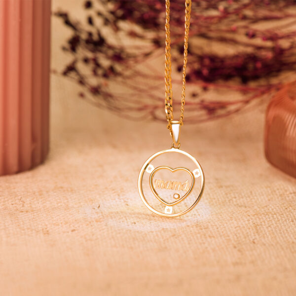 18K COLGANTE ORO AMARILLO CORAZON CON MAMA Y CIRCONITA REDONDO 20MM - Imagen 2