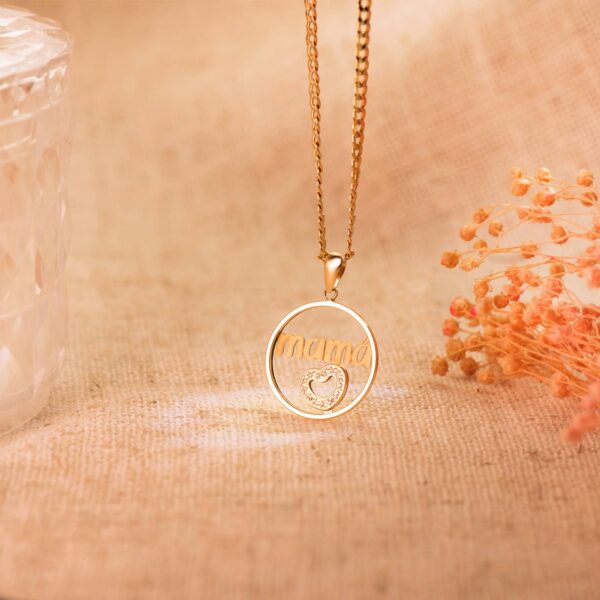 18K COLGANTE ORO AMARILLO CORAZON DE CIRCONTIAS Y MAMA REDONDO 20 MM - Imagen 2