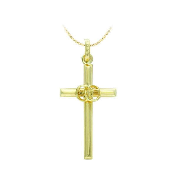 18K CRUZ ORO AMARILLO HUECA ALIANZAS. 23X12 MM