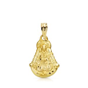9K MEDALLA ORO AMARILLO VIRGEN DEL ROCIO SILUETA 20X13 MM