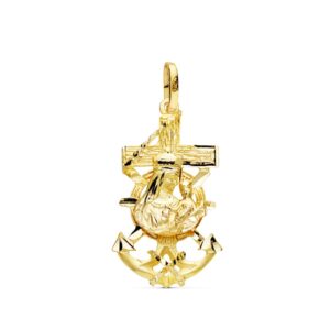 18K CRUZ MARINERA VIRGEN DEL CARMEN ORO AMARILLO 27X15 MM