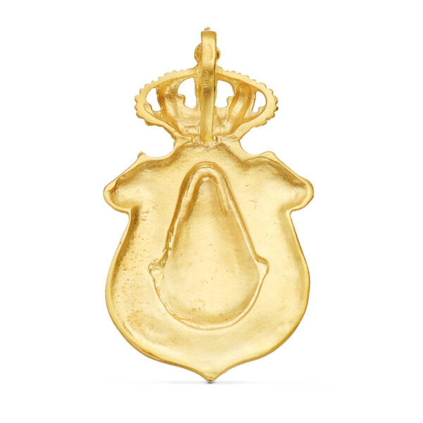 18K COLGANTE ORO AMARILLO ESCUDO V. DEL ROCIO HUELVA 46X25 MM - Imagen 2
