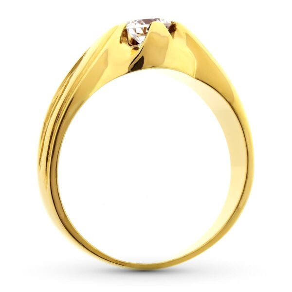 18K SOLITARIO ORO AMARILLO CABALLERO MACIZO CIRCONITA 5 MM. ANCHO 9MM - Imagen 2