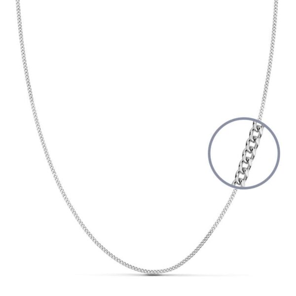 18K CADENA MACIZA ORO BLANCO BARBADA 1 MM 40CM