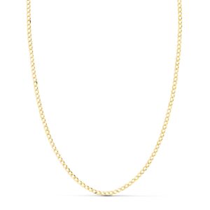 18K CADENA ORO AMARILLO BARBADA MACIZA LARGO 50CM ANCHO 1.5 MM