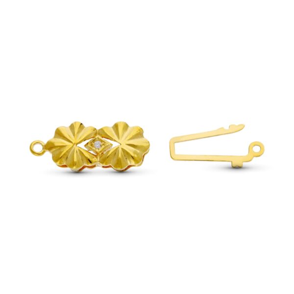 18K FORNITURA CIERRE BROCHE DE GARGANTILLA ORO AMARILLO FLORES 16X8 MM - Imagen 2