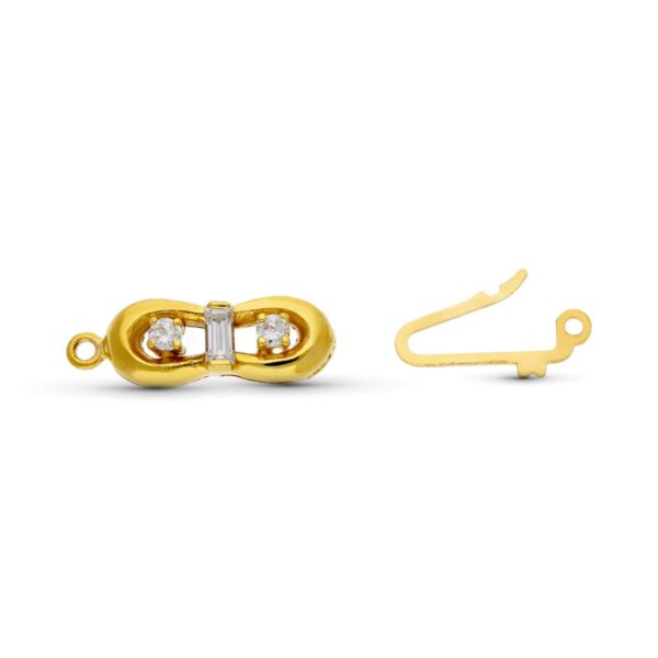 18K FORNITURA CIERRE BROCHE DE GARGANTILLA ORO AMARILLO CIRCONITA 16X7 MM - Imagen 2