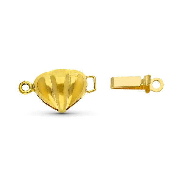 18K FORNITURA CIERRE BROCHE DE GARGANTILLA ORO AMARILLO CORAZON 10X8 MM - Imagen 2