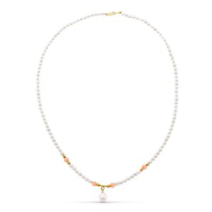 18K GARGANTILLA ORO AMARILLO PERLA CONCHA NATURAL Y PERLA ROSA