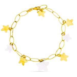 18K PULSERA BICOLOR ESTRELLAS.