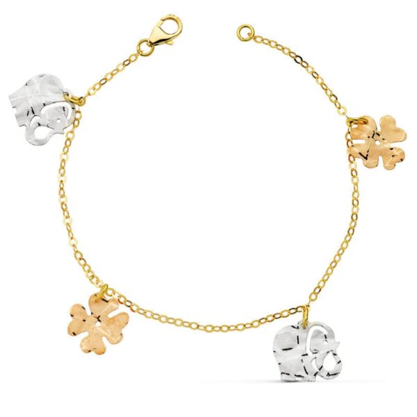 18K PULSERA TRICOLOR FETICHES 17CM