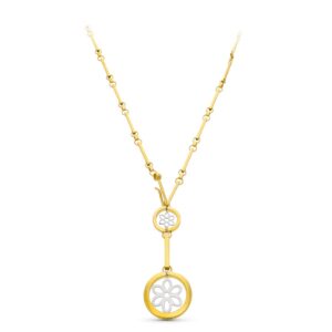 18K GARGANTILLA ORO BICOLOR CIRCULOS Y FLOR 45CM