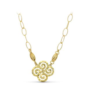 18K GARGANTILLA ORO AMARILLO MOTIVO TRISQUEL Y ESLABONES