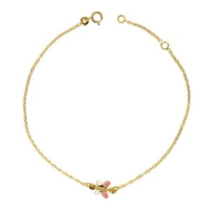 18K PULSERA ORO AMARILLO MARIPOSA ESMALTE 18CM 1.20CM