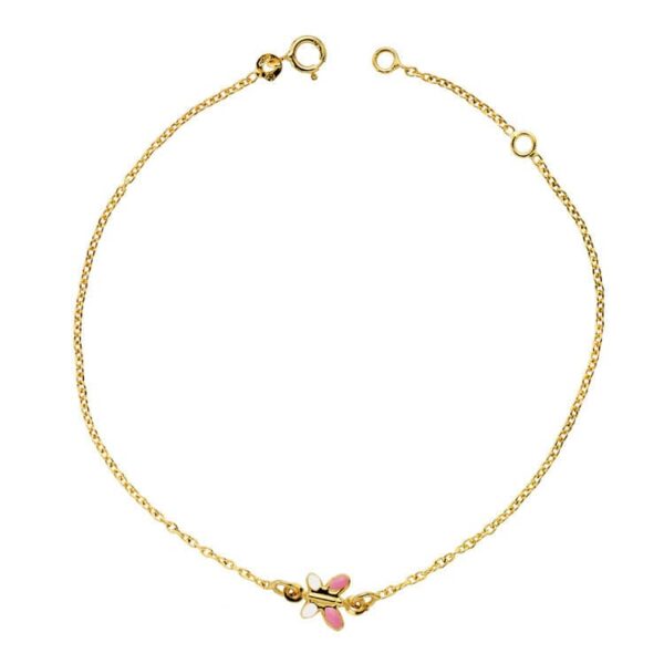 18K PULSERA ORO AMARILLO MARIPOSA ESMALTE 18CM 1.20CM