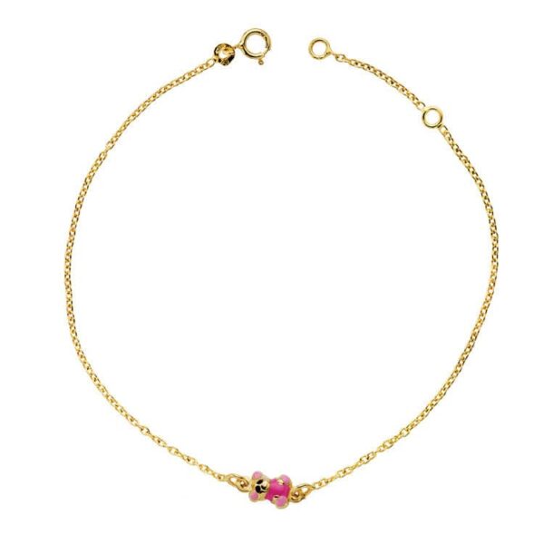 18K PULSERA ORO AMARILLO OSO ESMALTE 18CM