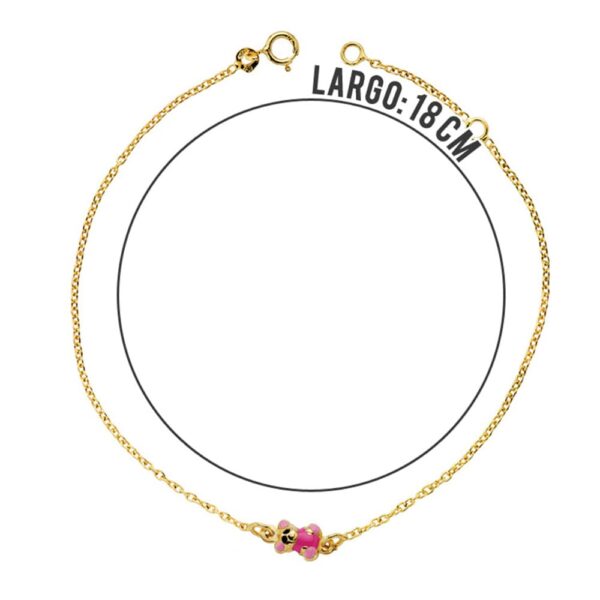 18K PULSERA ORO AMARILLO OSO ESMALTE 18CM - Imagen 2