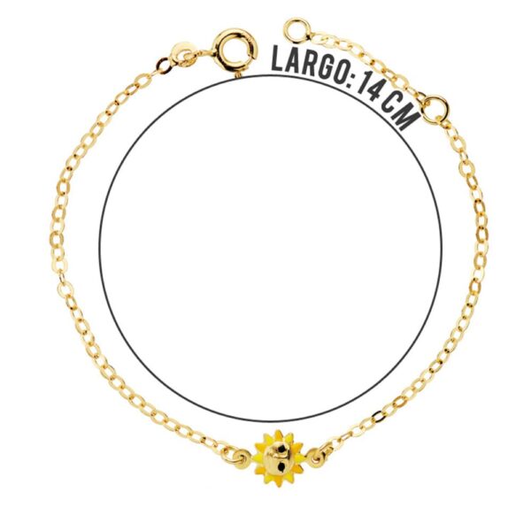 18K PULSERA ORO AMARILLO NIÑA SOL ESMALTE 14.5CM - Imagen 2