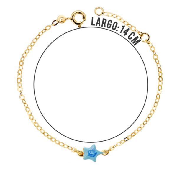 18K PULSERA ORO AMARILLO BEBE ESTRELLA ESMAL.14CM - Imagen 2