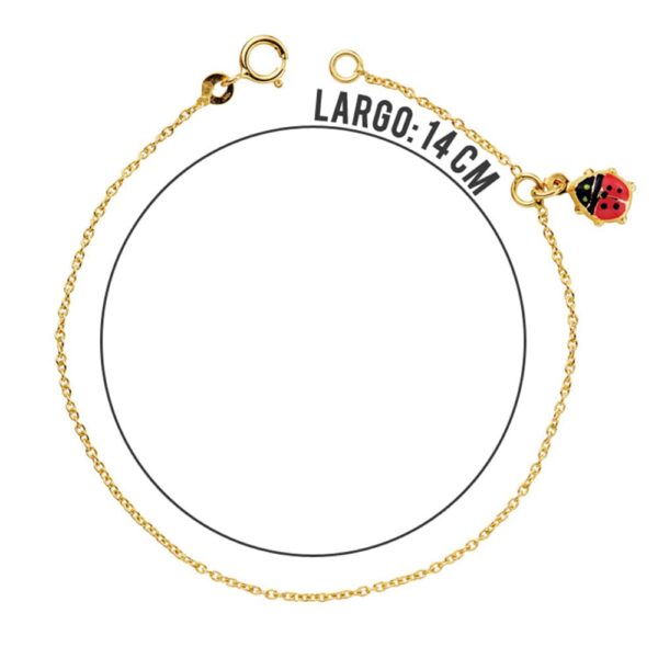 18K PULSERA ORO AMARILLO NIÑA MARIQUITA ESMALTE 14CM - Imagen 2
